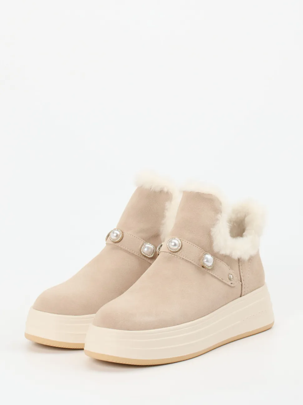 Apepazza – Stiefeletten aus Veloursleder beige