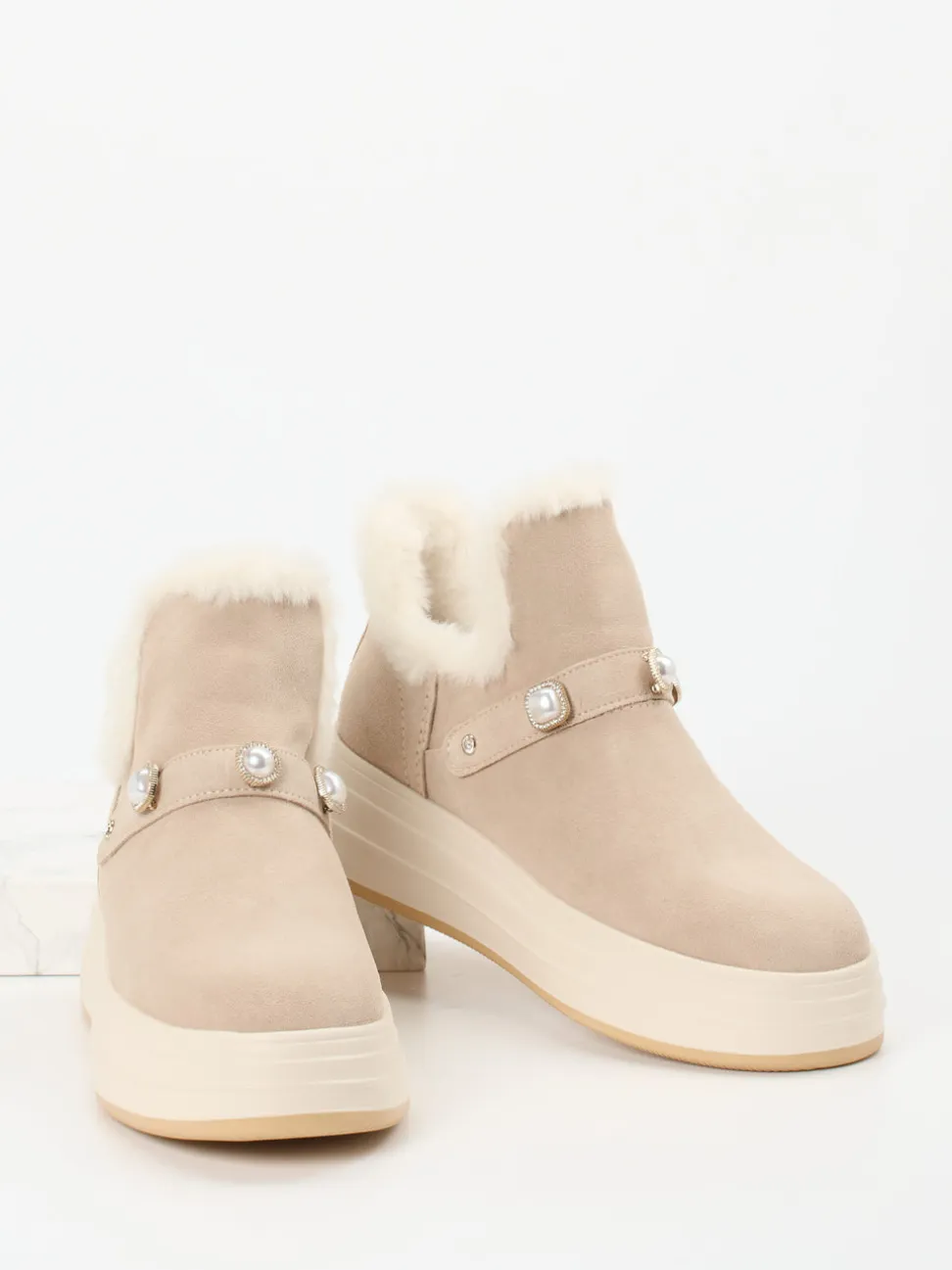 Apepazza – Stiefeletten aus Veloursleder beige