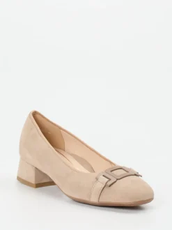 Ara – Blockabsatz-Pumps aus Veloursleder beige