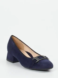Ara – Blockabsatz-Pumps aus Veloursleder Dunkelblau