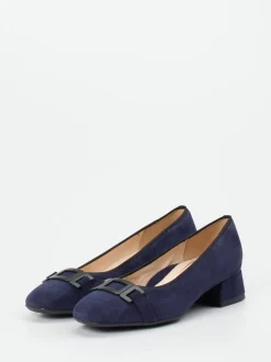 Ara – Blockabsatz-Pumps aus Veloursleder Dunkelblau