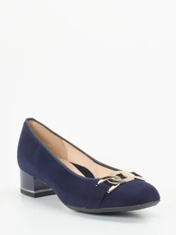 Ara – Blockabsatz-Pumps aus Veloursleder Dunkelblau
