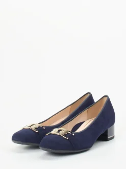 Ara – Blockabsatz-Pumps aus Veloursleder Dunkelblau