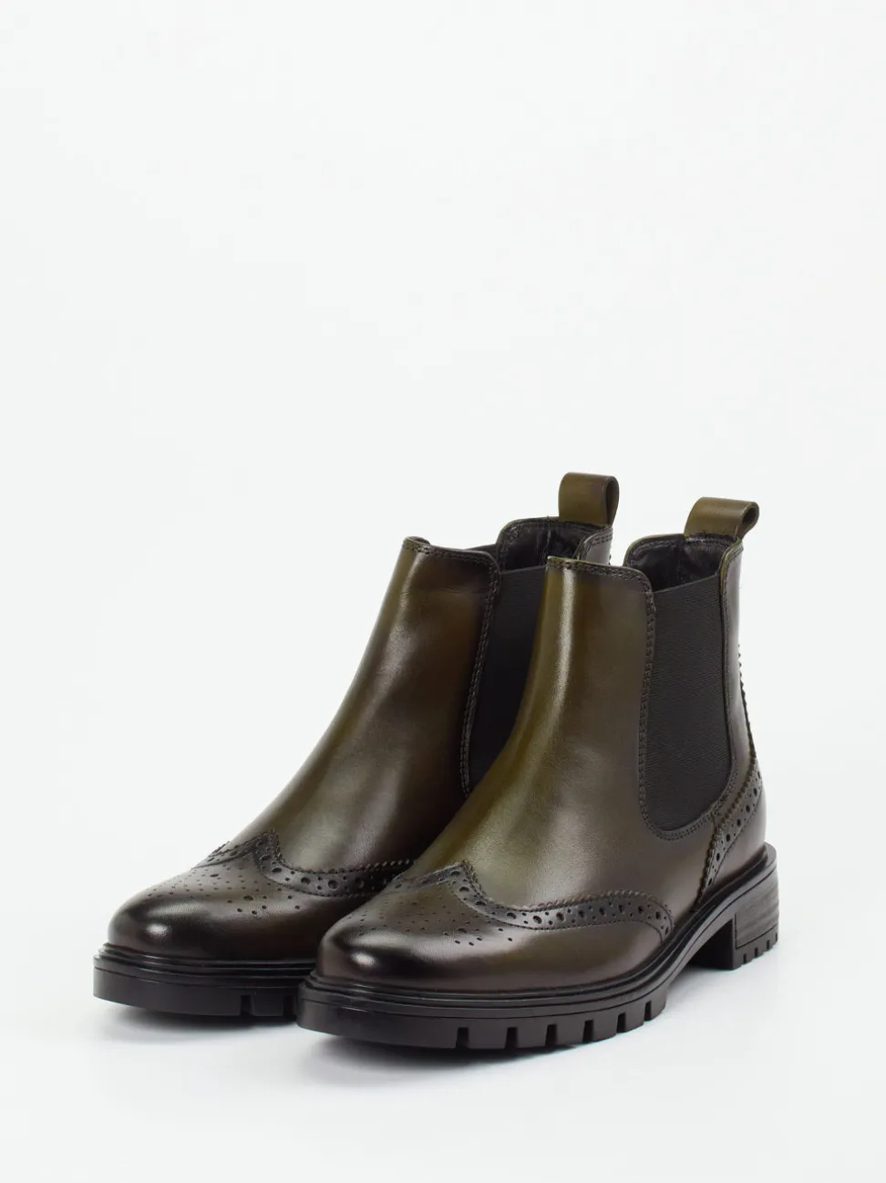 Ara – Chelsea-Stiefelette aus Kalbleder olivgrün