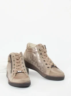 Ara – High-Top Sneaker aus geprägtem Leder beige