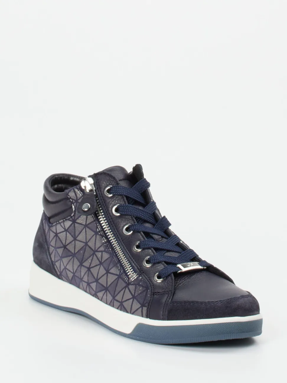 Ara – High-Top-Sneaker aus Metallicleder Dunkelblau