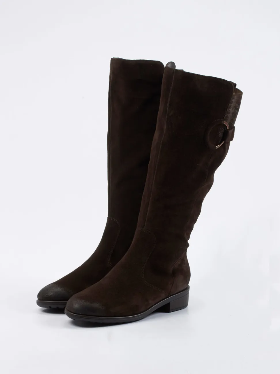Ara – Kniehohe Stiefel aus Veloursleder Dunkelbraun