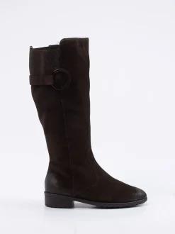 Ara – Kniehohe Stiefel aus Veloursleder Dunkelbraun