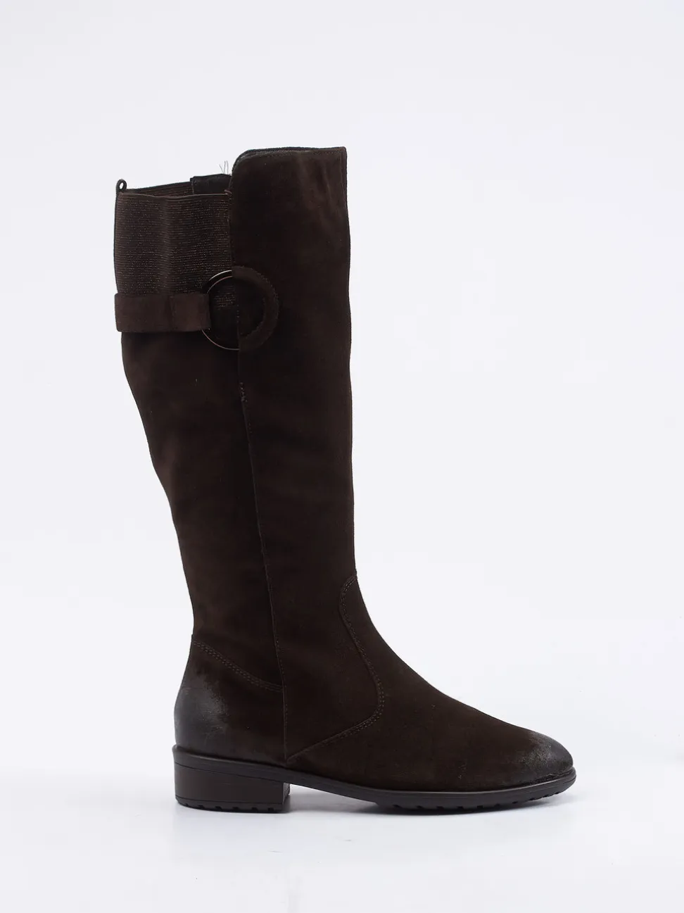 Ara – Kniehohe Stiefel aus Veloursleder Dunkelbraun