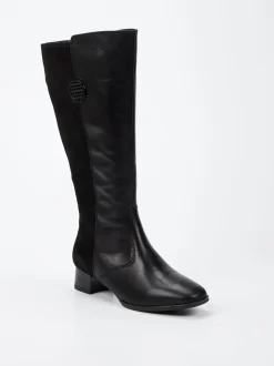 Ara – Kniestiefel aus Kalbleder und Veloursleder Schwarz