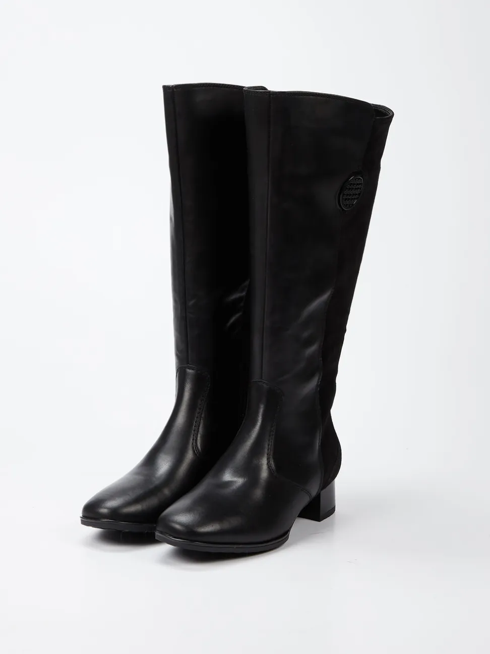 Ara – Kniestiefel aus Kalbleder und Veloursleder Schwarz