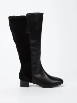 Ara – Kniestiefel aus Kalbleder und Veloursleder Schwarz