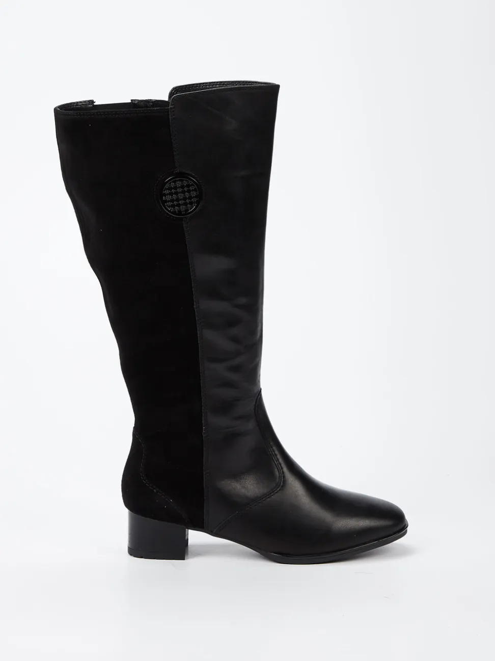 Ara – Kniestiefel aus Kalbleder und Veloursleder Schwarz
