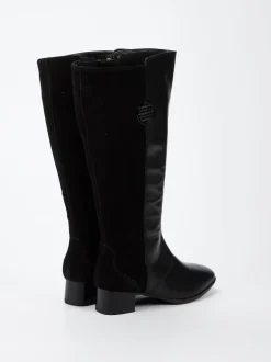 Ara – Kniestiefel aus Kalbleder und Veloursleder Schwarz