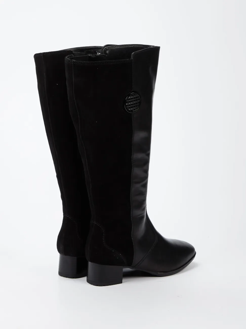 Ara – Kniestiefel aus Kalbleder und Veloursleder Schwarz