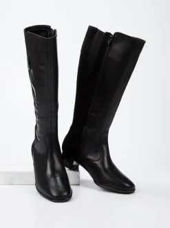 Ara – Kniestiefel aus Kalbleder und Veloursleder Schwarz