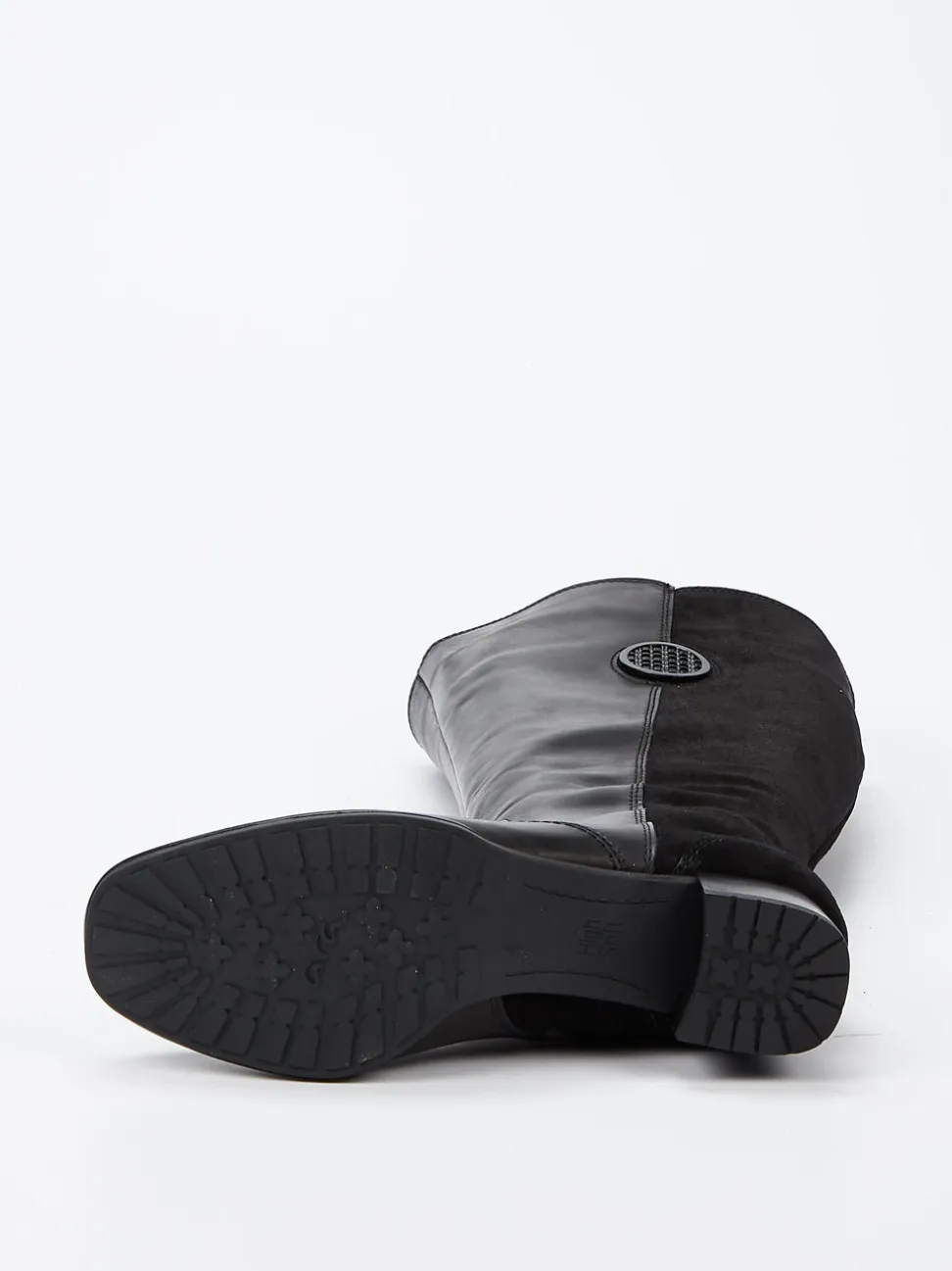 Ara – Kniestiefel aus Kalbleder und Veloursleder Schwarz