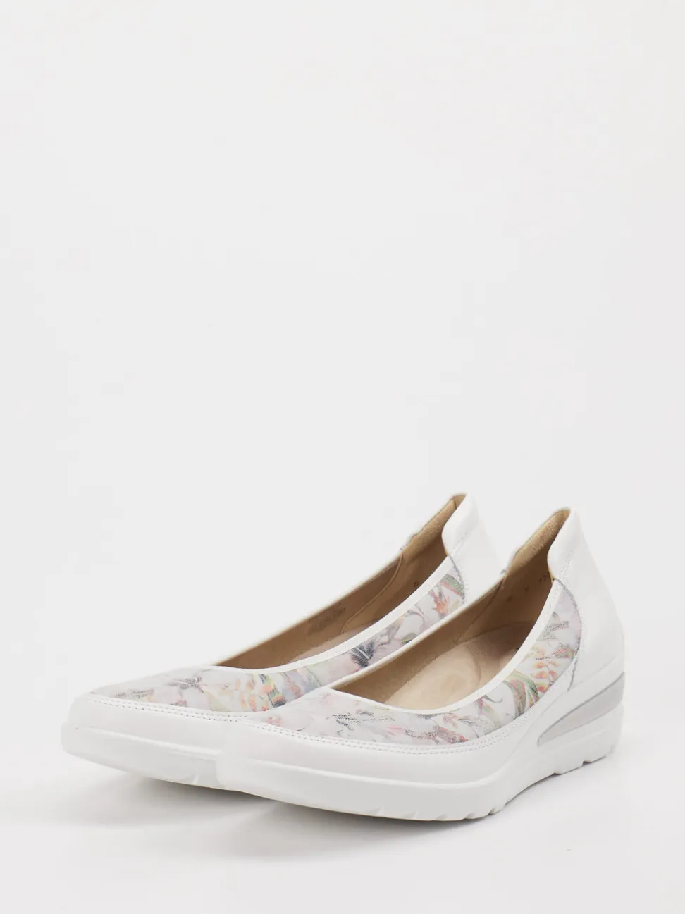 Ara – Komfort-Ballerinas aus Leder Weiß floral