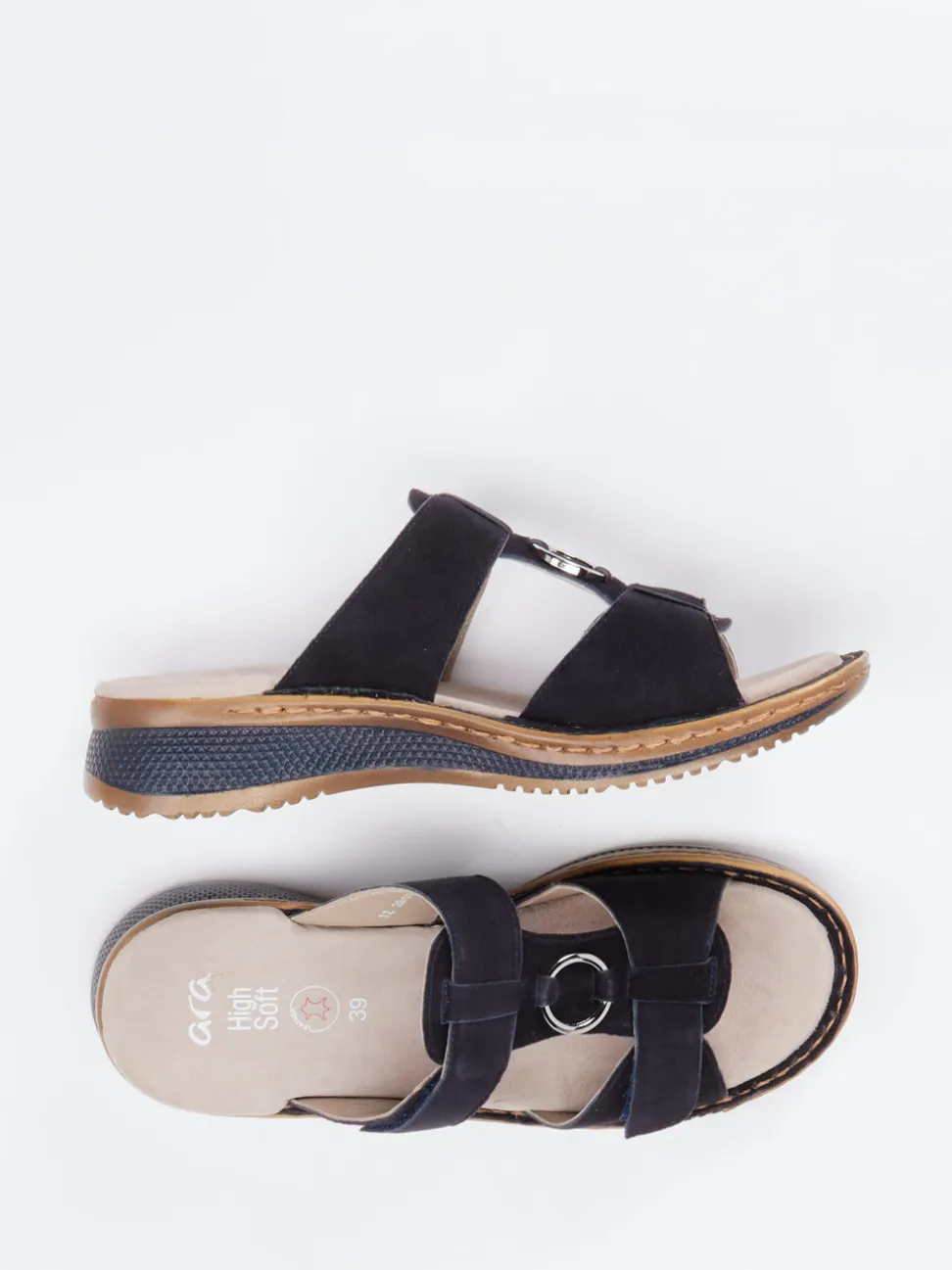 Ara – Komfort-Pantolette aus Veloursleder Dunkelblau
