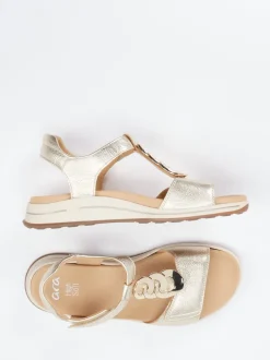Ara – Komfortsandale aus Metallicleder goldfarben