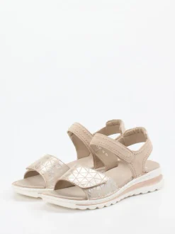 Ara – Komfortsandale aus Metallicleder beige
