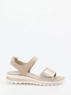Ara – Komfortsandale aus Metallicleder beige
