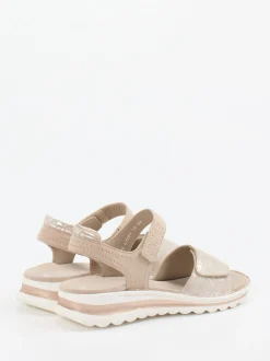 Ara – Komfortsandale aus Metallicleder beige