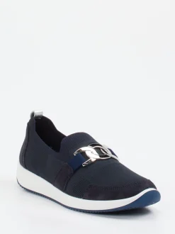 Ara – Komfort-Slipper aus Stretch und Veloursleder blau