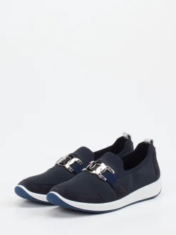 Ara – Komfort-Slipper aus Stretch und Veloursleder blau
