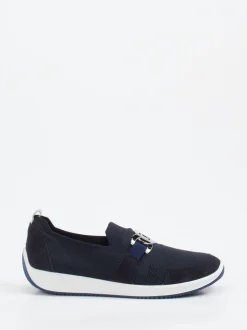 Ara – Komfort-Slipper aus Stretch und Veloursleder blau