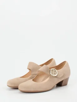 Ara – Mary Jane Pumps aus Veloursleder beige