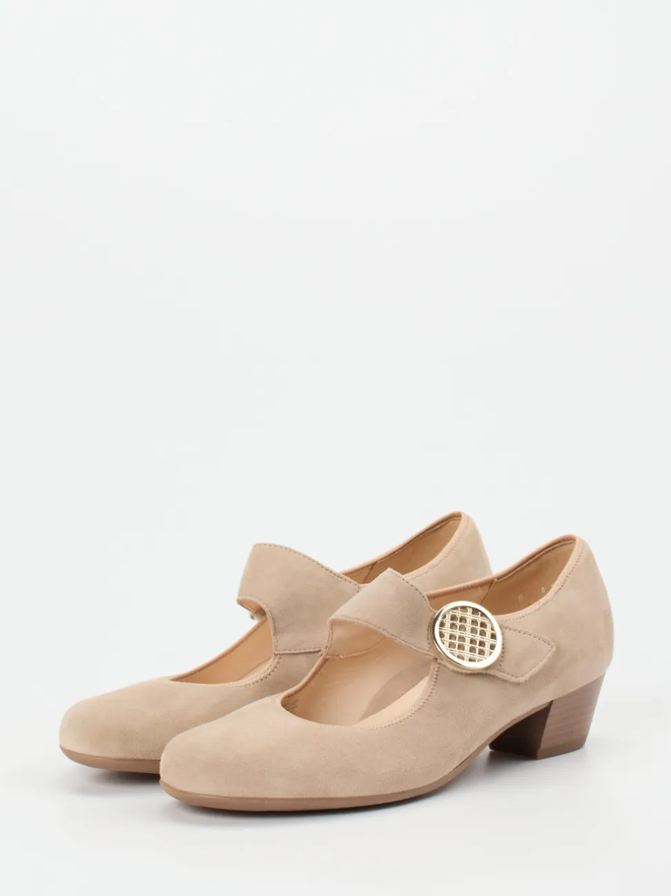 Ara – Mary Jane Pumps aus Veloursleder beige
