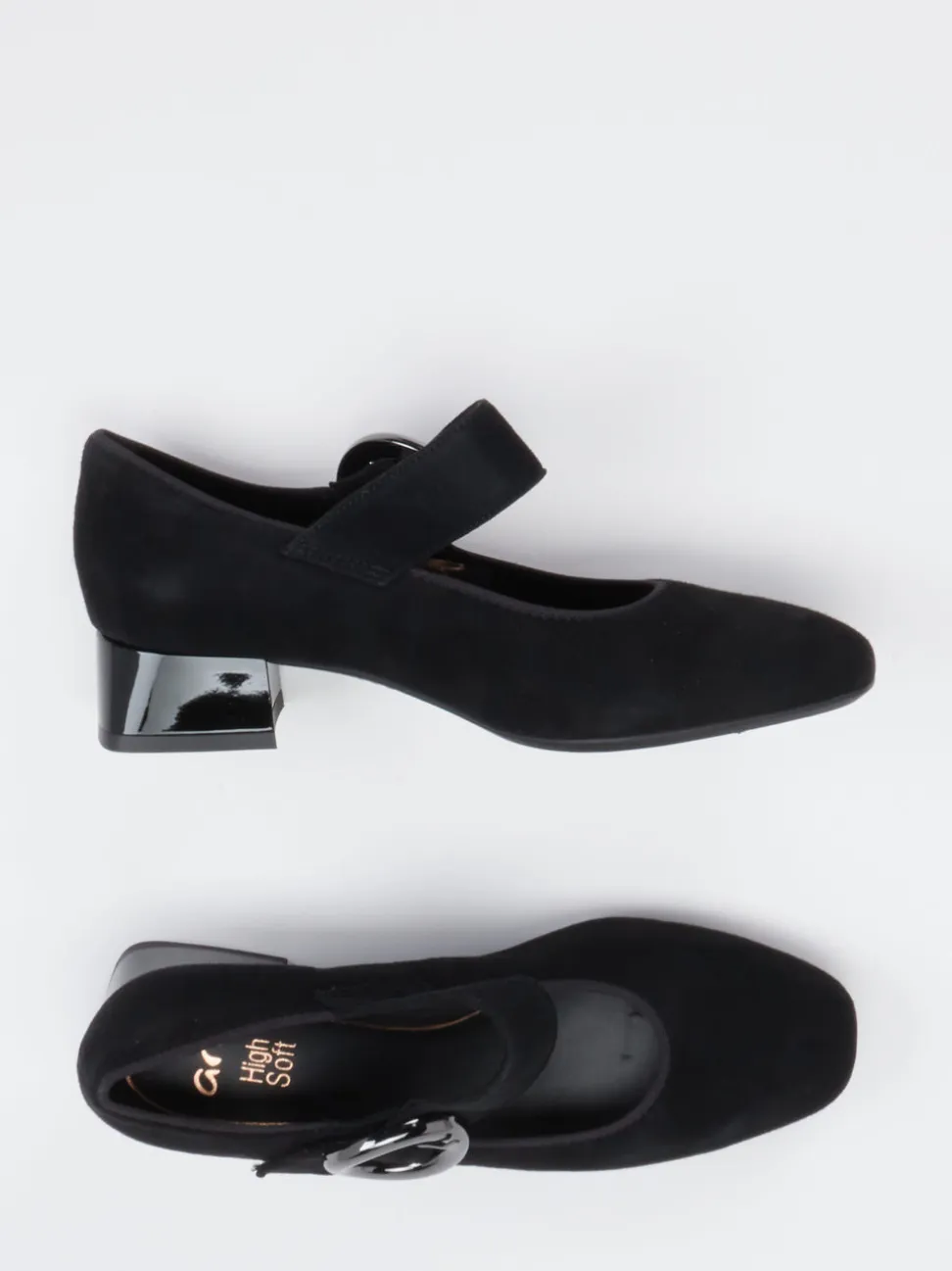 Ara – Mary Jane Pumps aus Veloursleder schwarz