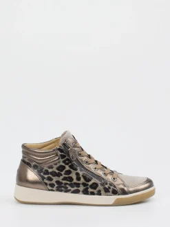 Ara – Mid-Top Sneaker aus geprägtem Leder bronzebraun