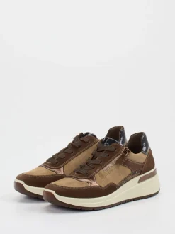 Ara – Plateau-Sneaker aus Veloursleder braun