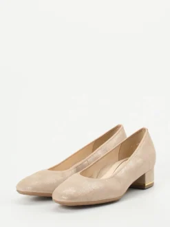 Ara – Pumps aus Metallicleder in Beigegold