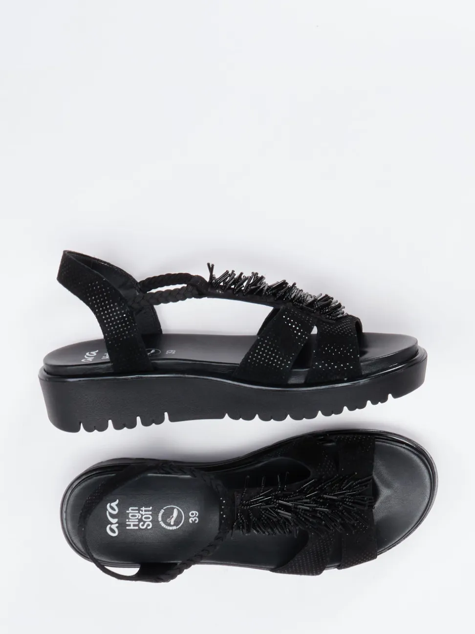 Ara – Sandalette aus geprägtem Leder Schwarz