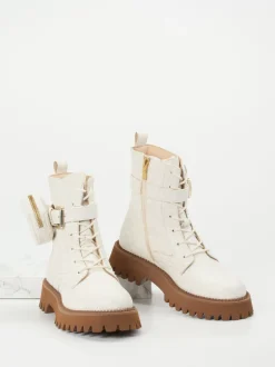 Ara – Schnürboots aus geprägtem Leder in Beige