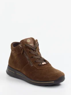 Ara – Schnürboots aus Veloursleder mittelbraun
