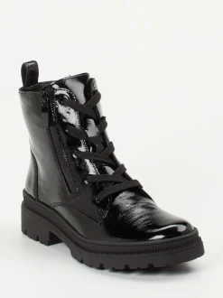 Ara – Schnürstiefelette aus Lackleder Schwarz