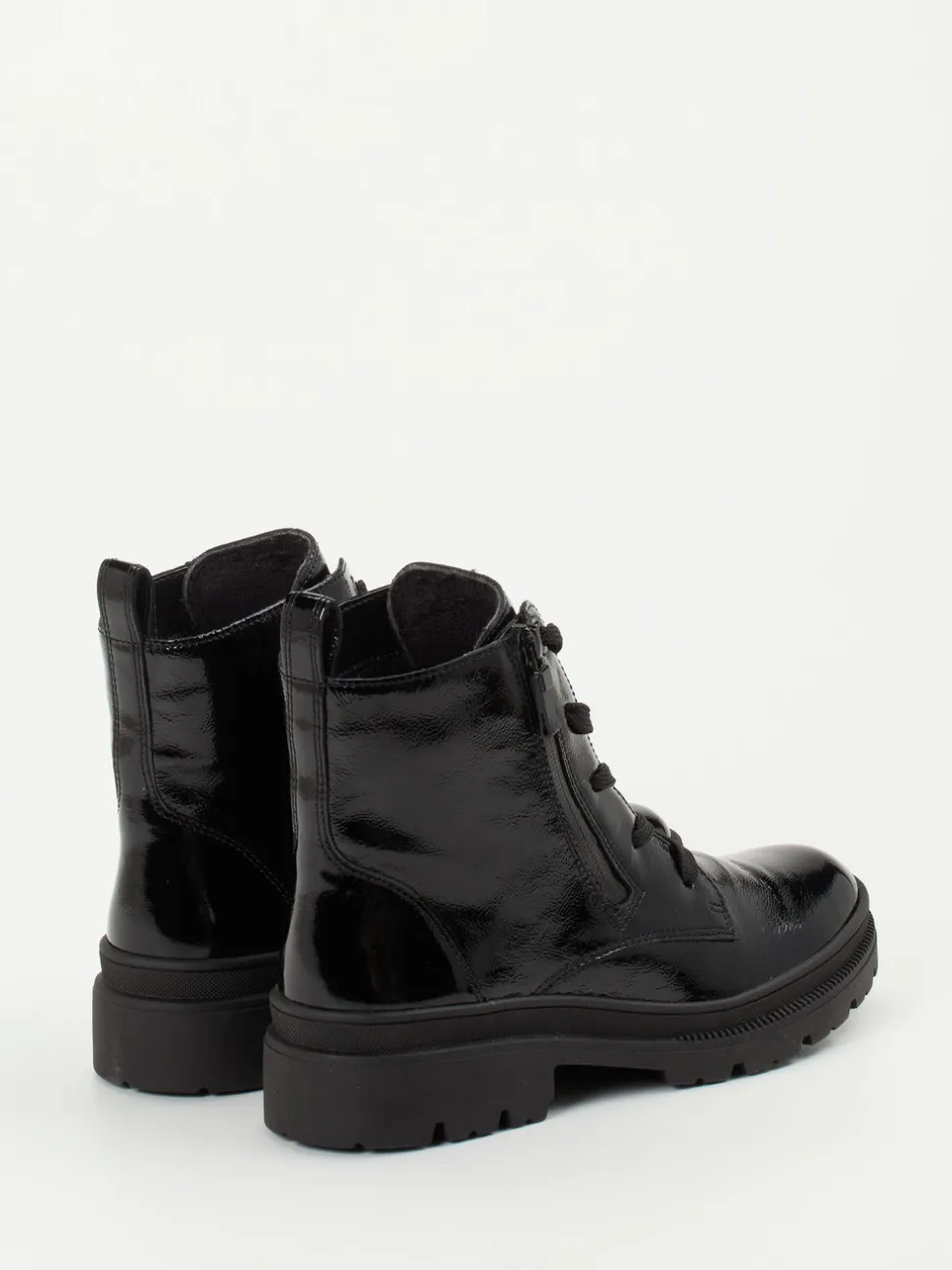 Ara – Schnürstiefelette aus Lackleder Schwarz