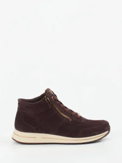 Ara – Schnürstiefelette aus Veloursleder dunkelbraun