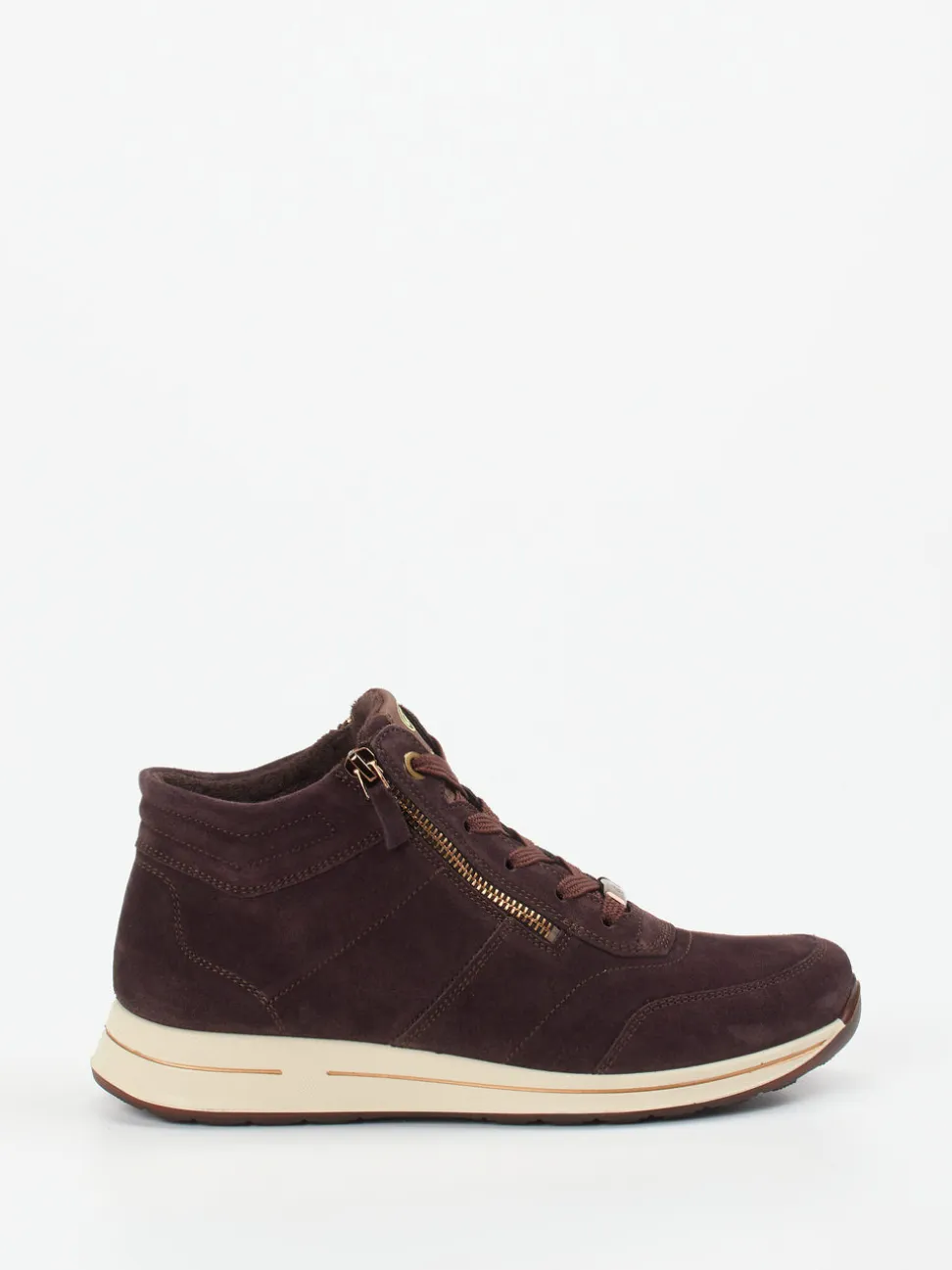 Ara – Schnürstiefelette aus Veloursleder dunkelbraun