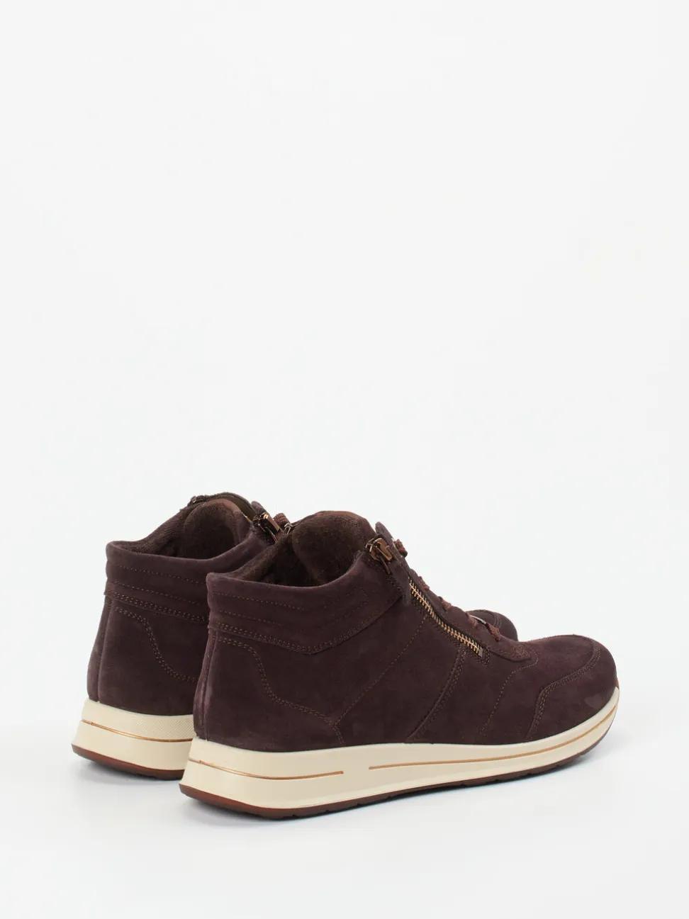 Ara – Schnürstiefelette aus Veloursleder dunkelbraun