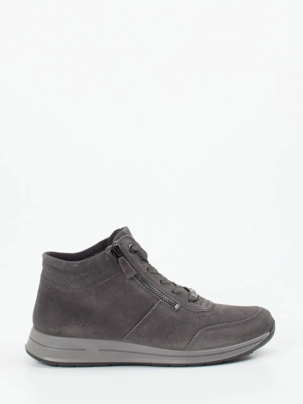 Ara – Schnürstiefelette aus Veloursleder grau