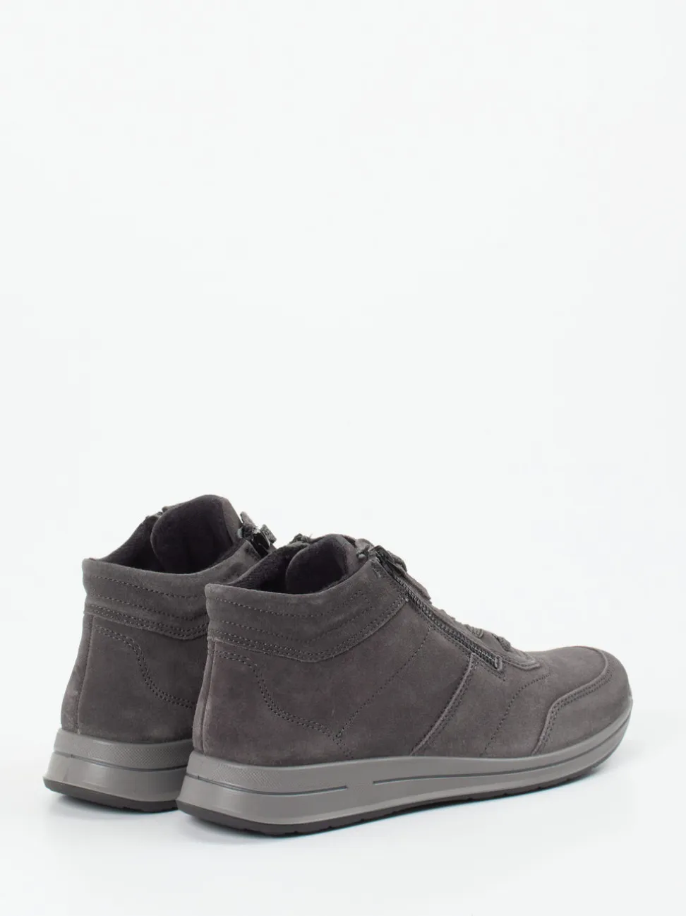 Ara – Schnürstiefelette aus Veloursleder grau