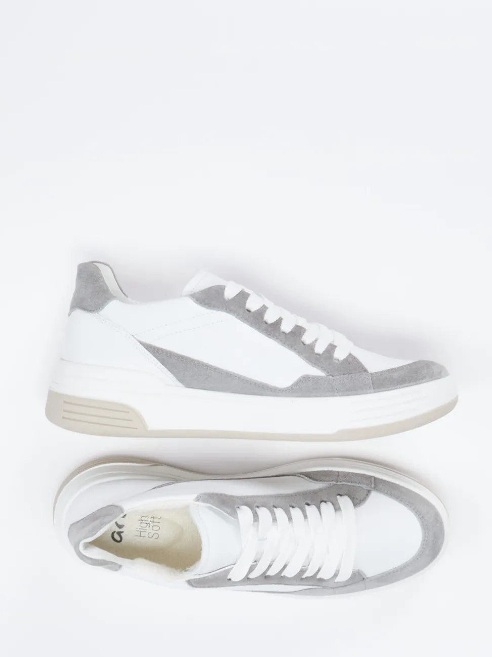 Ara – Sneaker aus Glatt- und Veloursleder Weiß