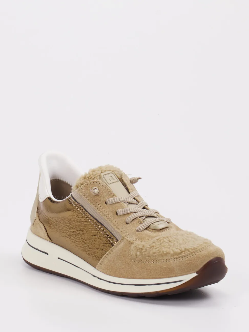 Ara – Sneaker aus Leder-Mix beigegold