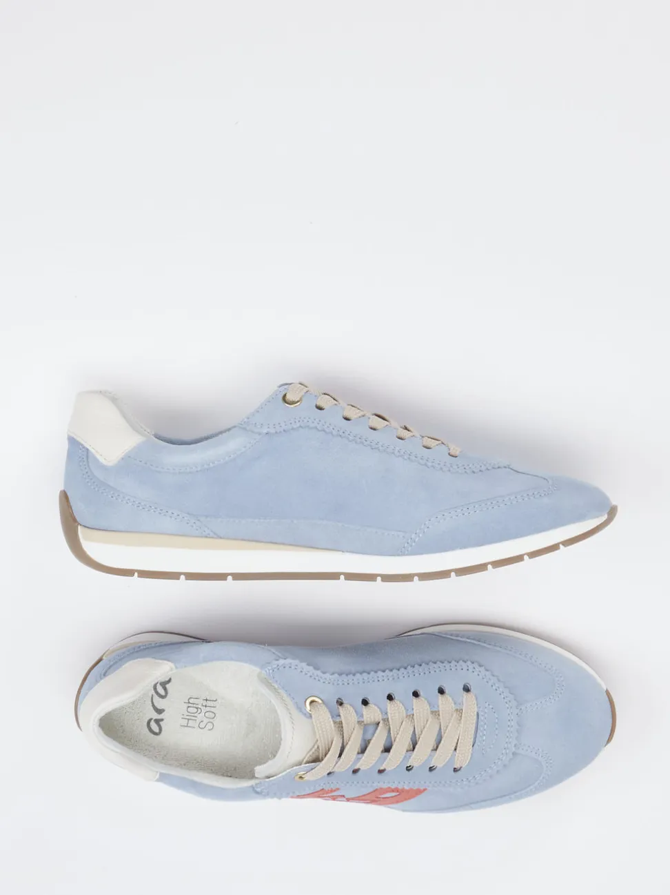Ara – Sneaker aus Veloursleder Hellblau