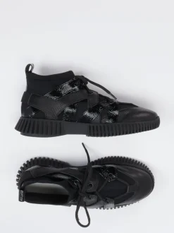 Arche – High-Top Sneaker aus Kalb- und Lackleder schwarz
